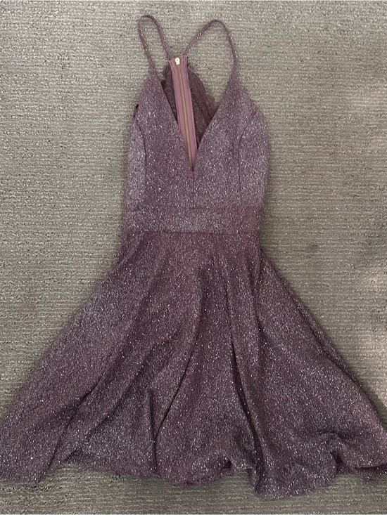 Windsor Dresses & Skirts - Windsor Mauve Sparkle Mini Dress with V-Neck